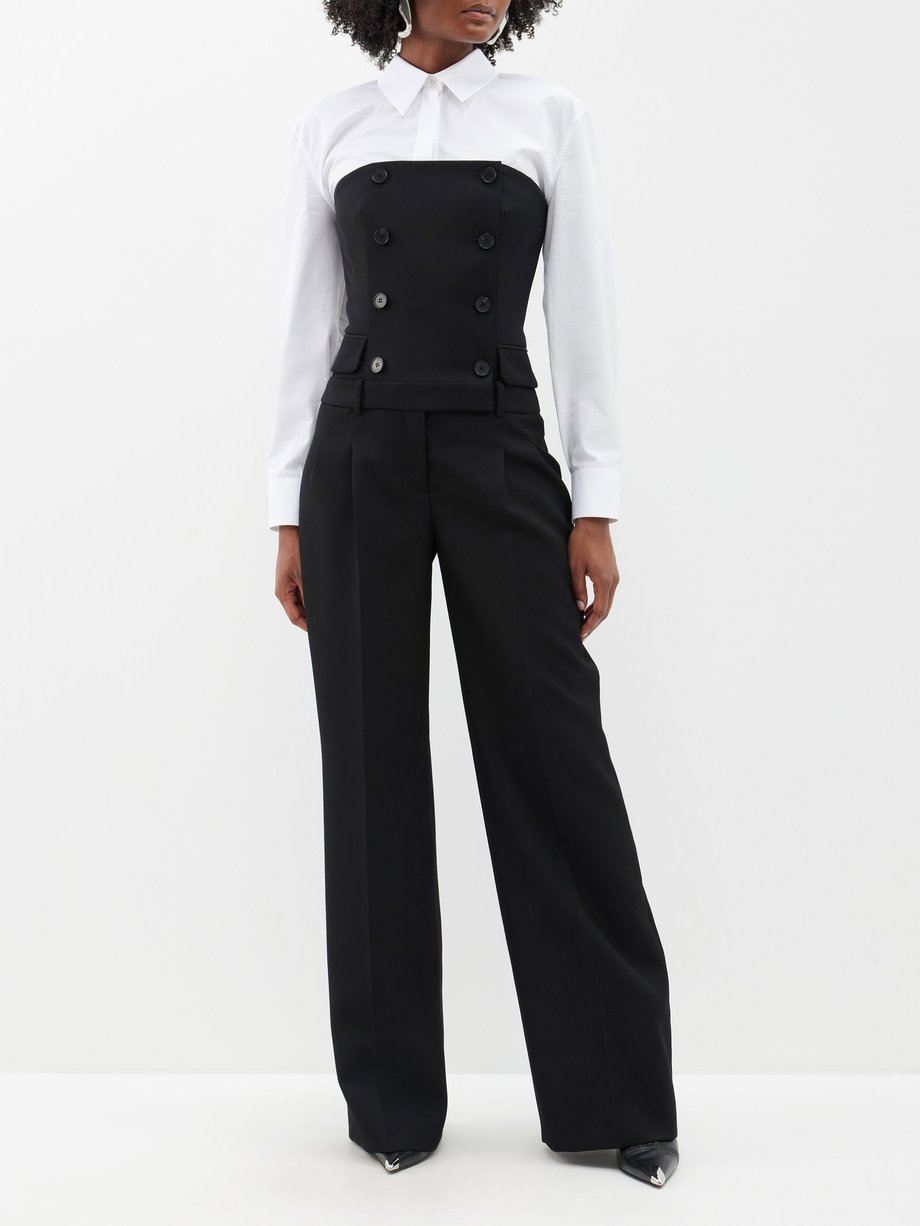 Black Strapless tailored wool jumpsuit