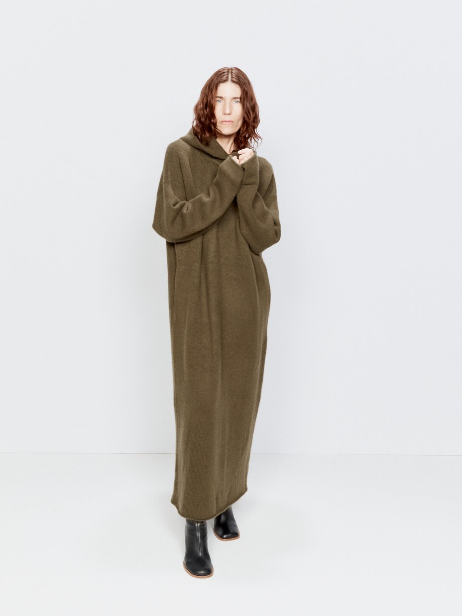 身幅64cmRAEY Hooded knitted maxi cashmere dress