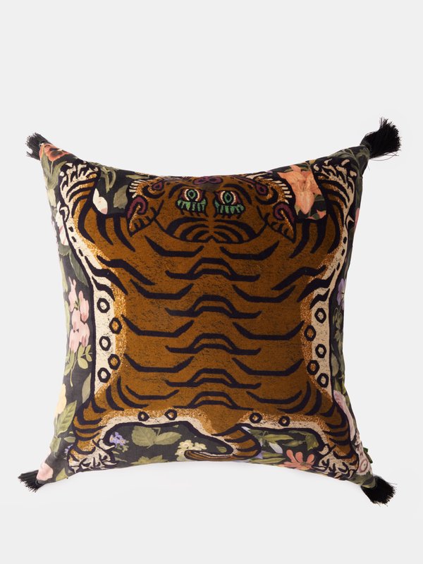 House Of Hackney (House of Hackney) Saber large tiger-print tasselled velvet cushion