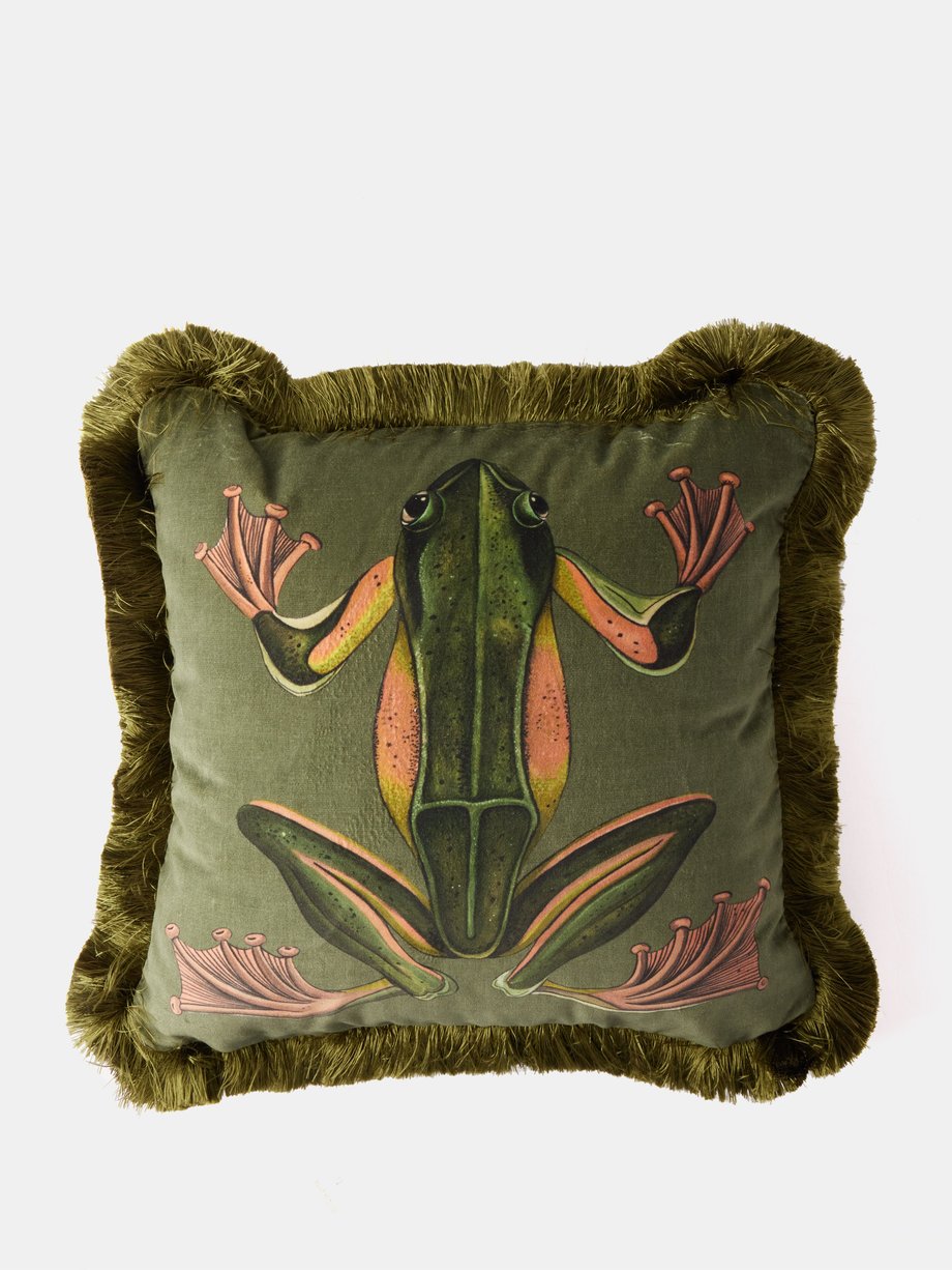 Green Amphibia medium tasselled velvet cushion | House of Hackney ...