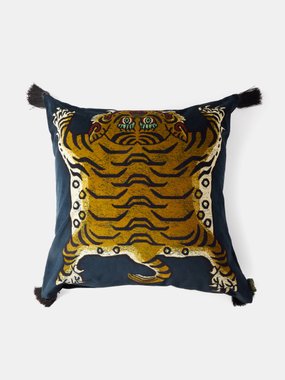House Of Hackney House of Hackney Saber large tiger-print tasselled velvet cushion