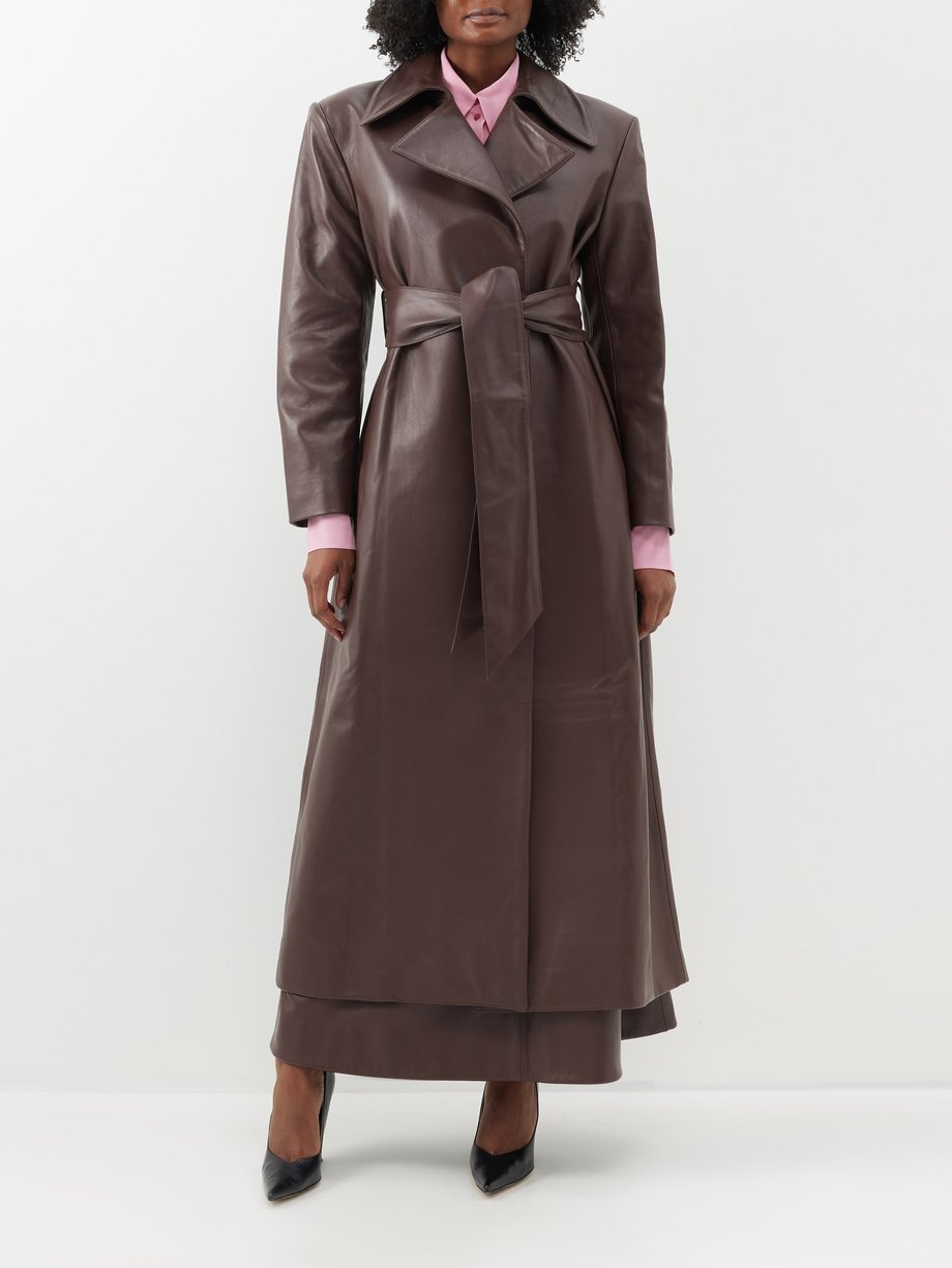 Brown Leyla belted leather trench coat | Lurline | MATCHESFASHION UK