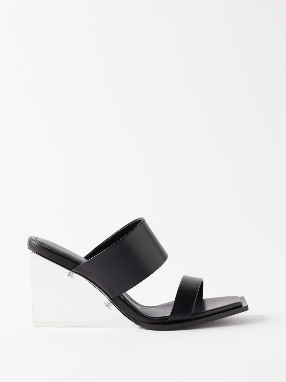 Black Shard 75 plexiglass-heel leather sandals | Alexander McQueen ...