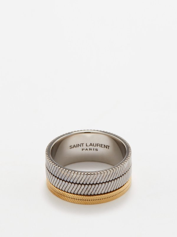 Yves Saint Laurent Silvertone Metal Monogram Ring Size 6 - Yoogi's Closet
