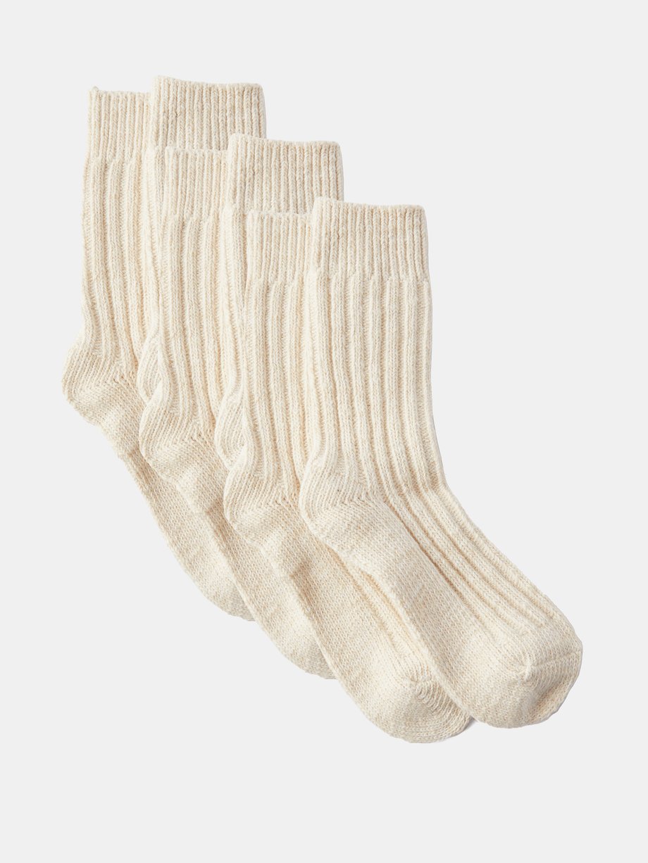 White The Woven pack of three organic cotton-blend socks, Deiji Studios