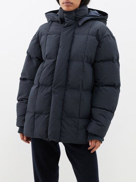 Navy Suyen hooded down coat | Moncler | MATCHES UK