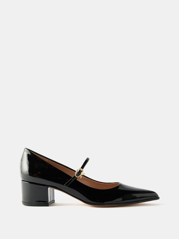 Gianvito Rossi Ribbon 45 patent-leather Mary Jane pumps