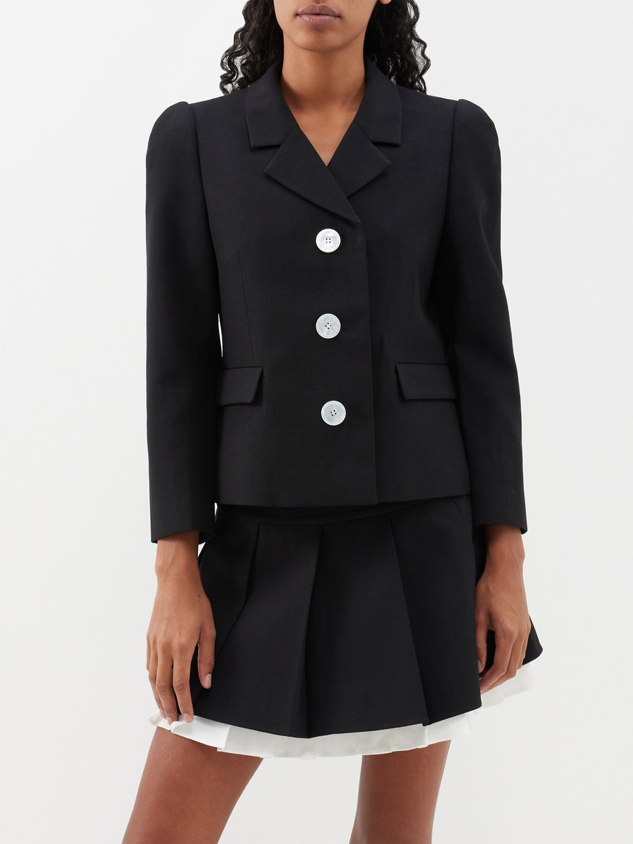Black Wool and silk-blend jacket | SHUSHU/TONG | MATCHESFASHION UK