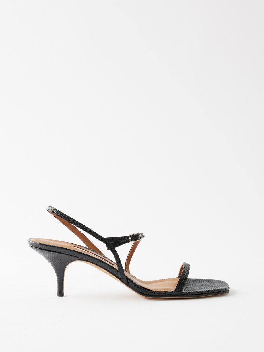 Black Hugo 50 lizard-effect leather sandals | Emme Parsons | MATCHES UK