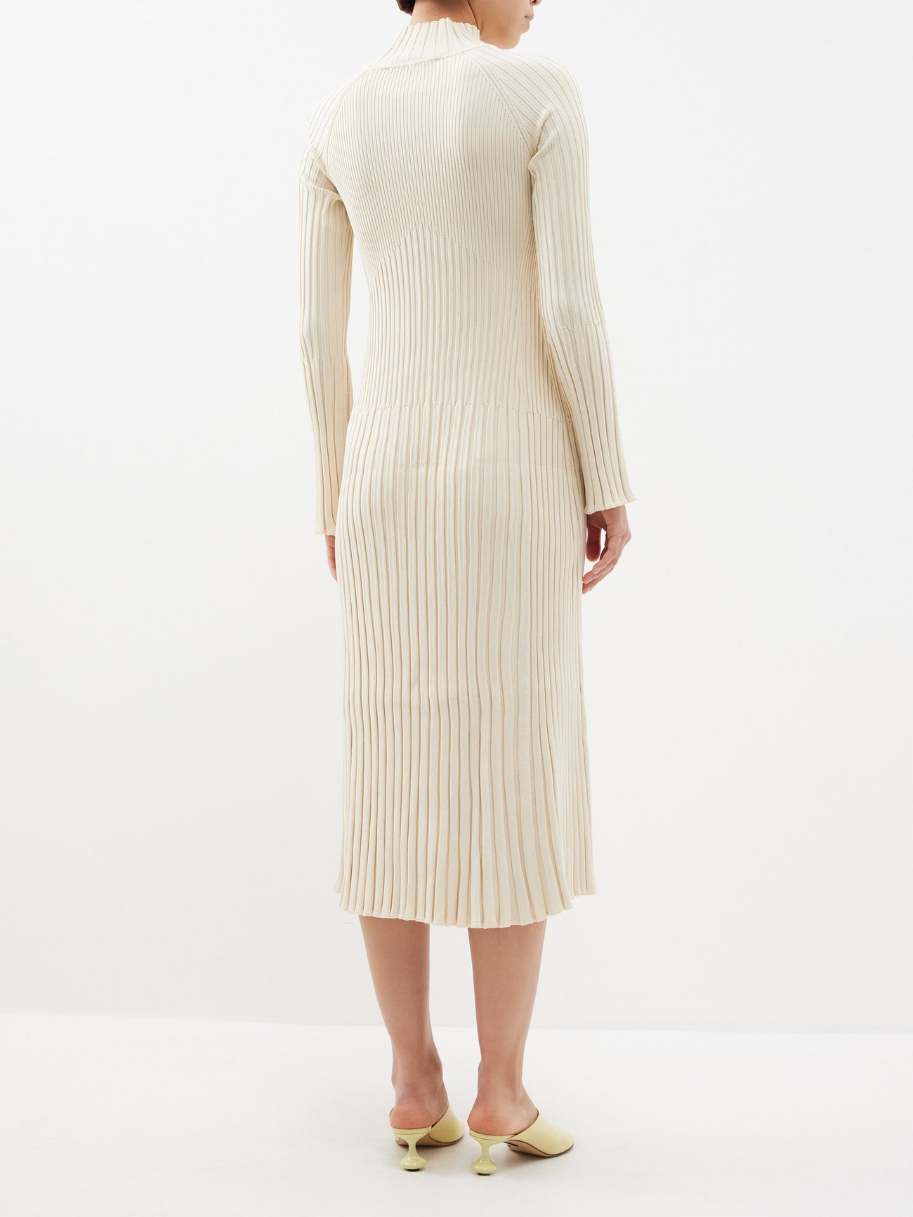 High-neck ribbed-knit dress