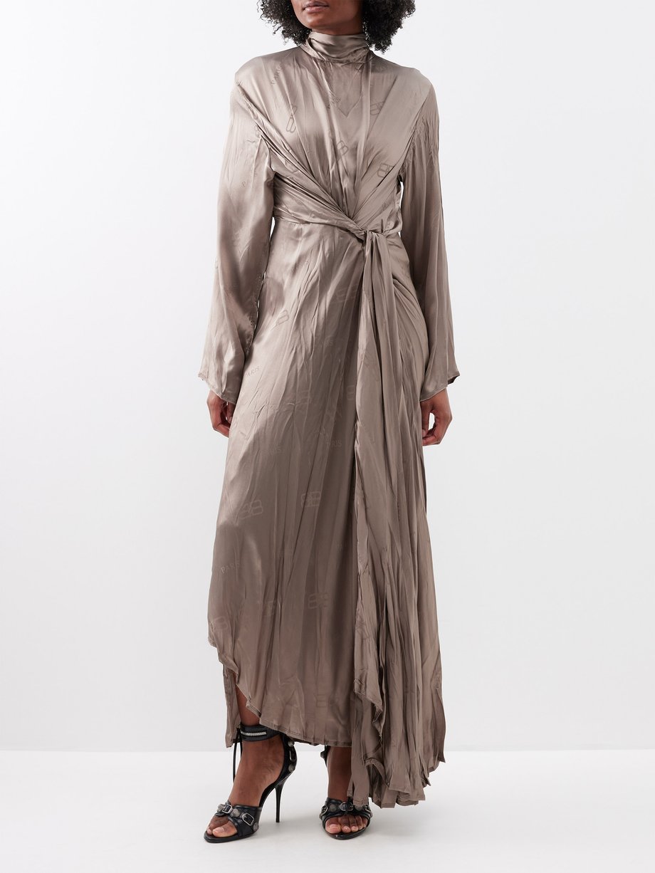 Ruched BB-jacquard silk dress | Balenciaga | MATCHESFASHION US