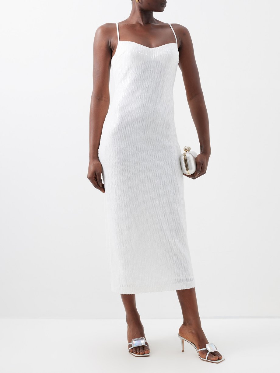 White Verona sequin low-back dress | Galvan | MATCHES UK