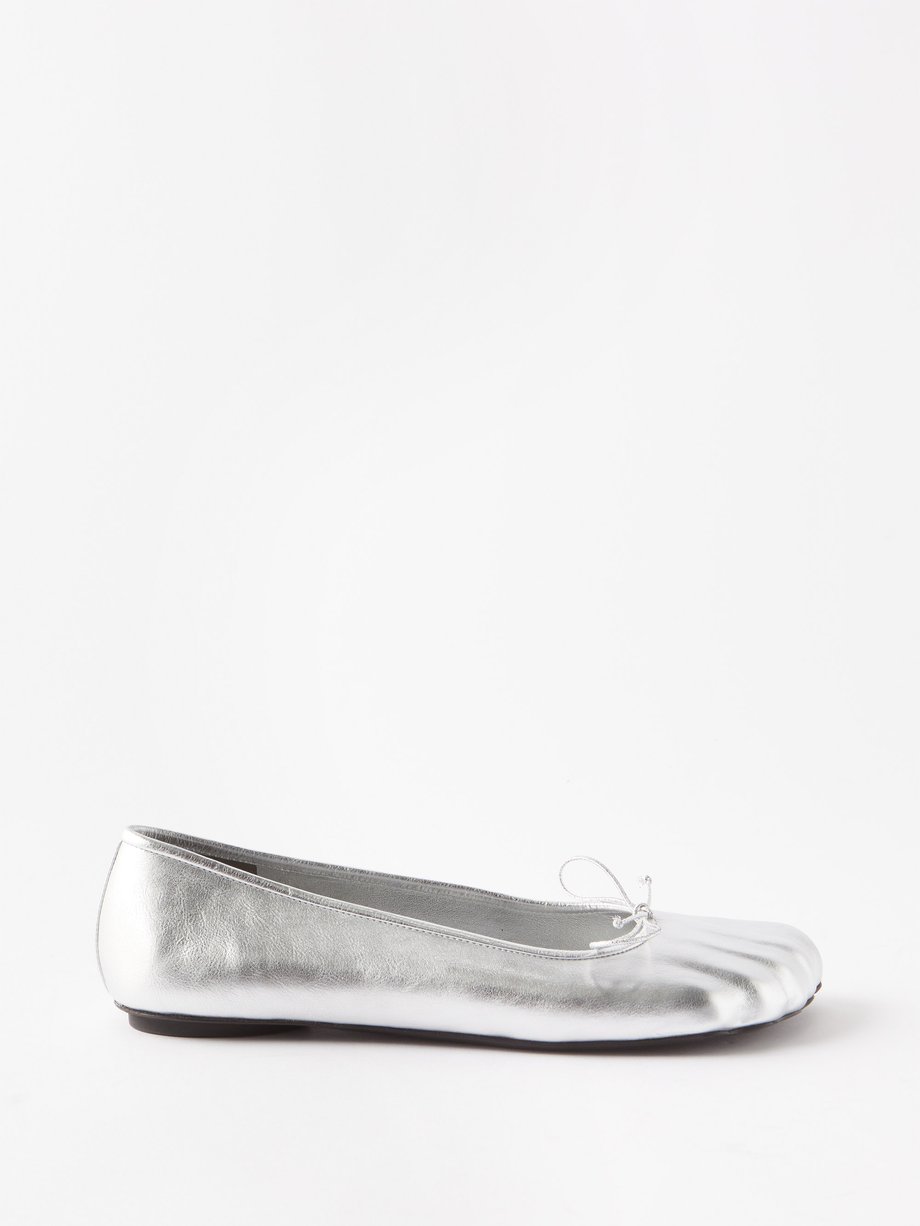 Silver Anatomic Pump metallic-leather ballet flats | Balenciaga ...