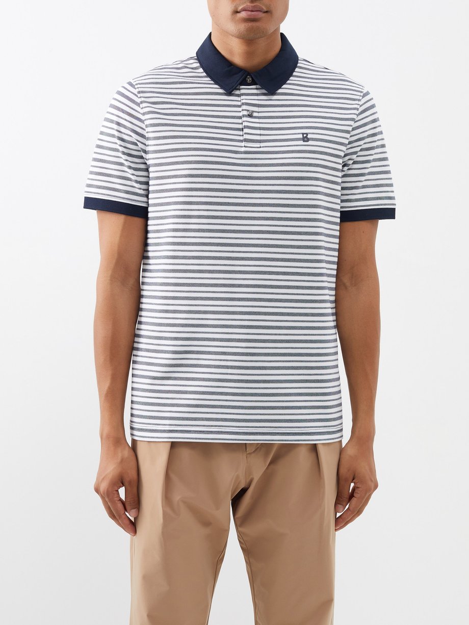 Grey Timo striped cotton-blend polo shirt | US MATCHESFASHION Bogner 