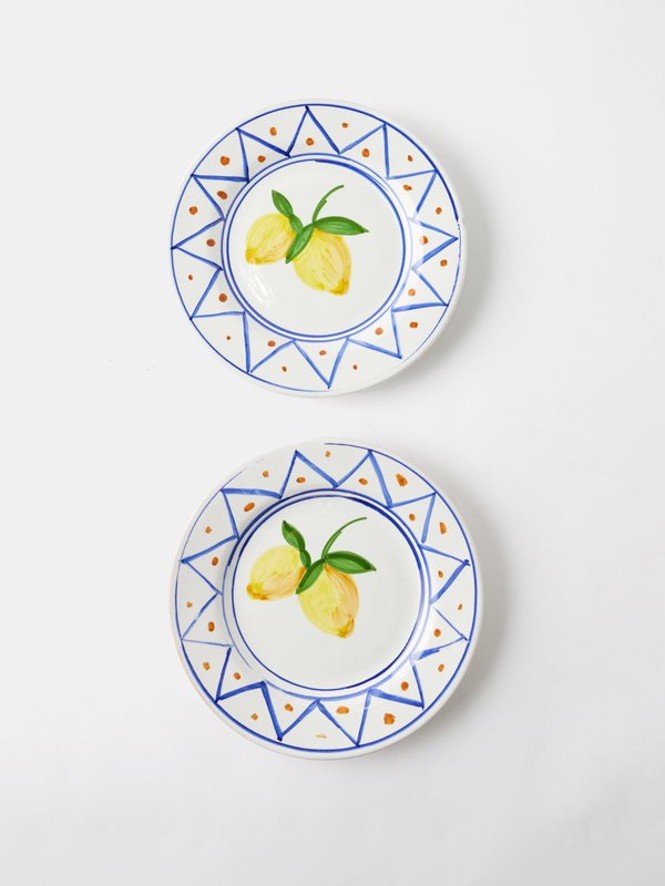 Les Ottomans Set of two hand-painted ceramic salad plates