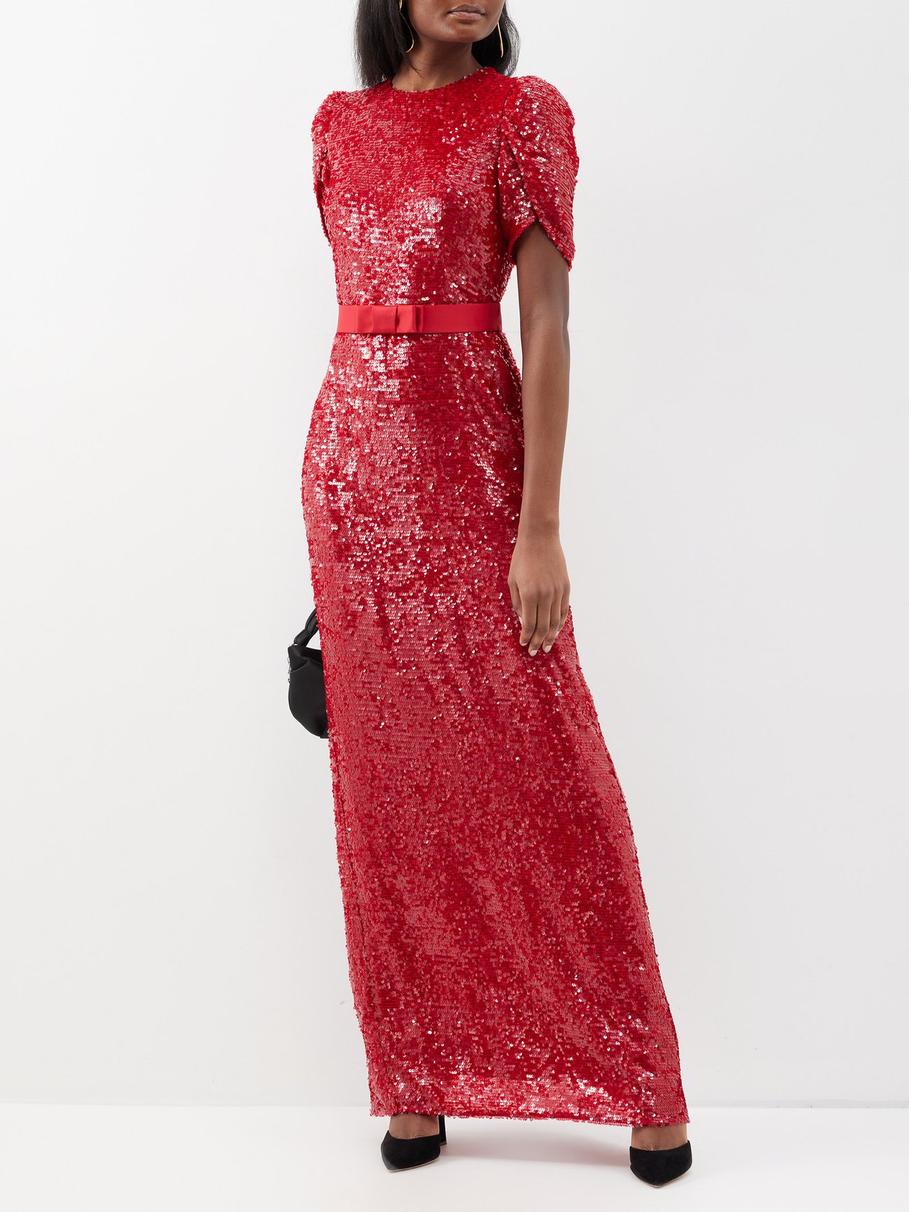 Red Tulip-sleeved sequined gown | Erdem | MATCHES UK