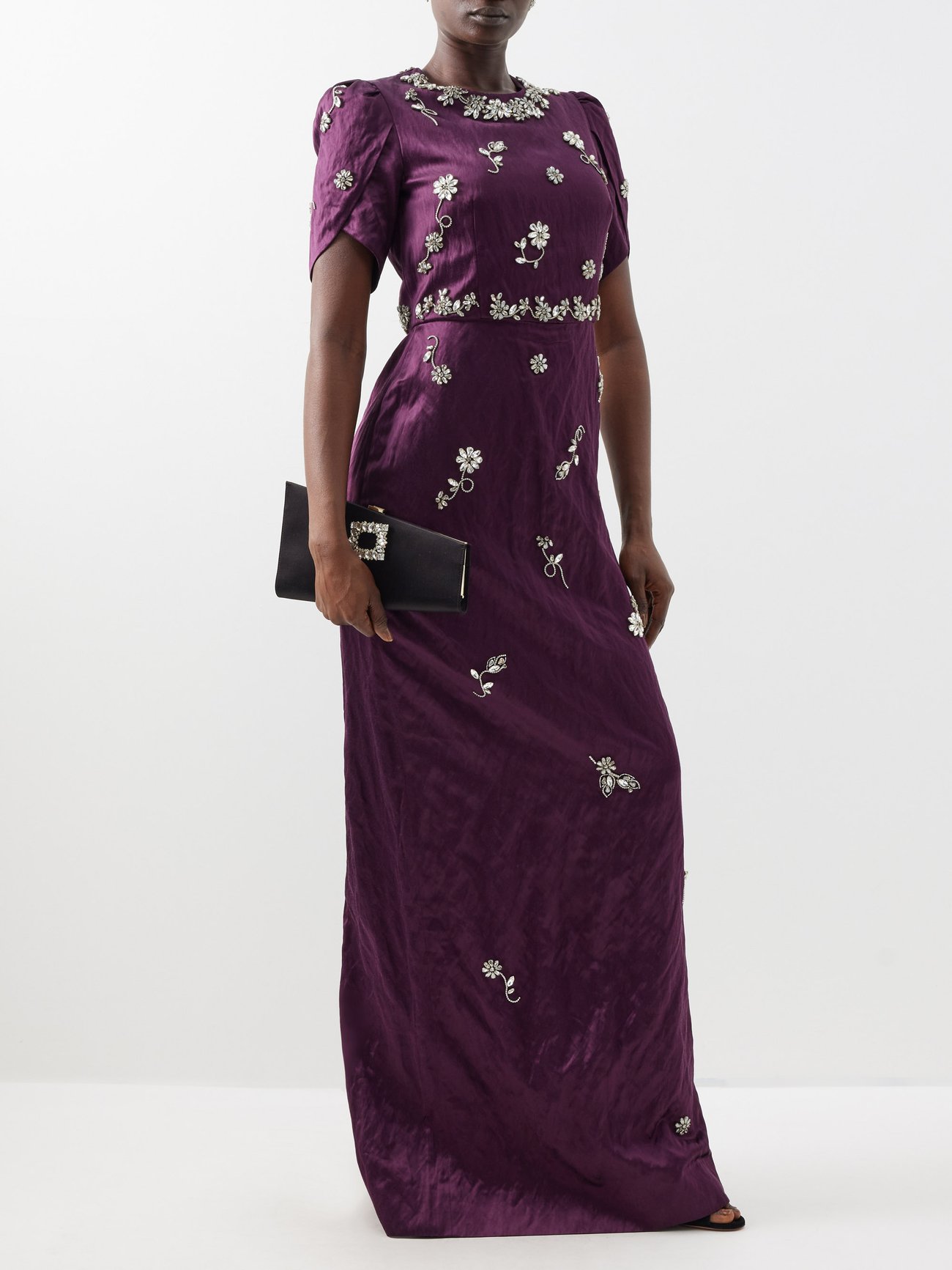 Dina Melwani crystal-embellished silk ensemble - Purple