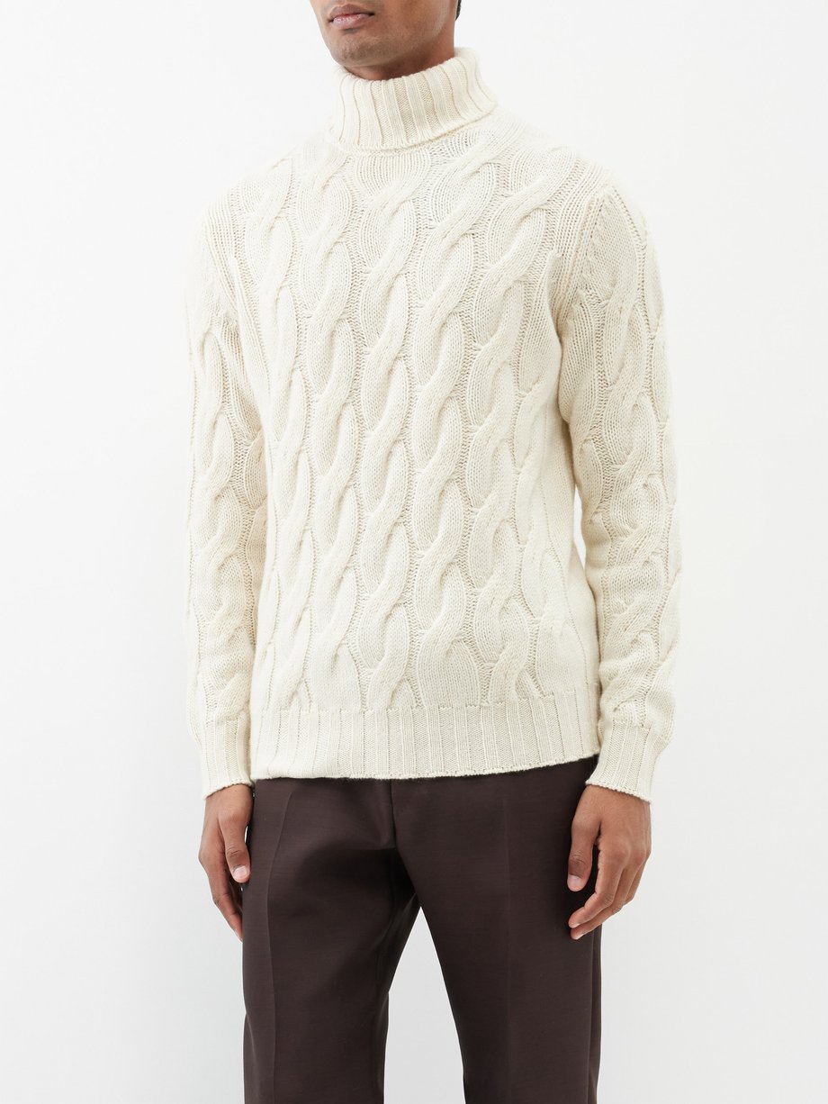 White Cable-knit cashmere sweater | Thom Sweeney | MATCHES UK