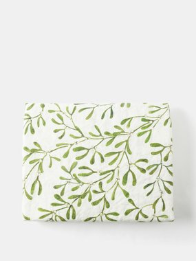 Summerill & Bishop Mistletoe-print 165x380cm linen tablecloth
