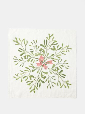 Summerill & Bishop Set of four mistletoe-print linen napkins