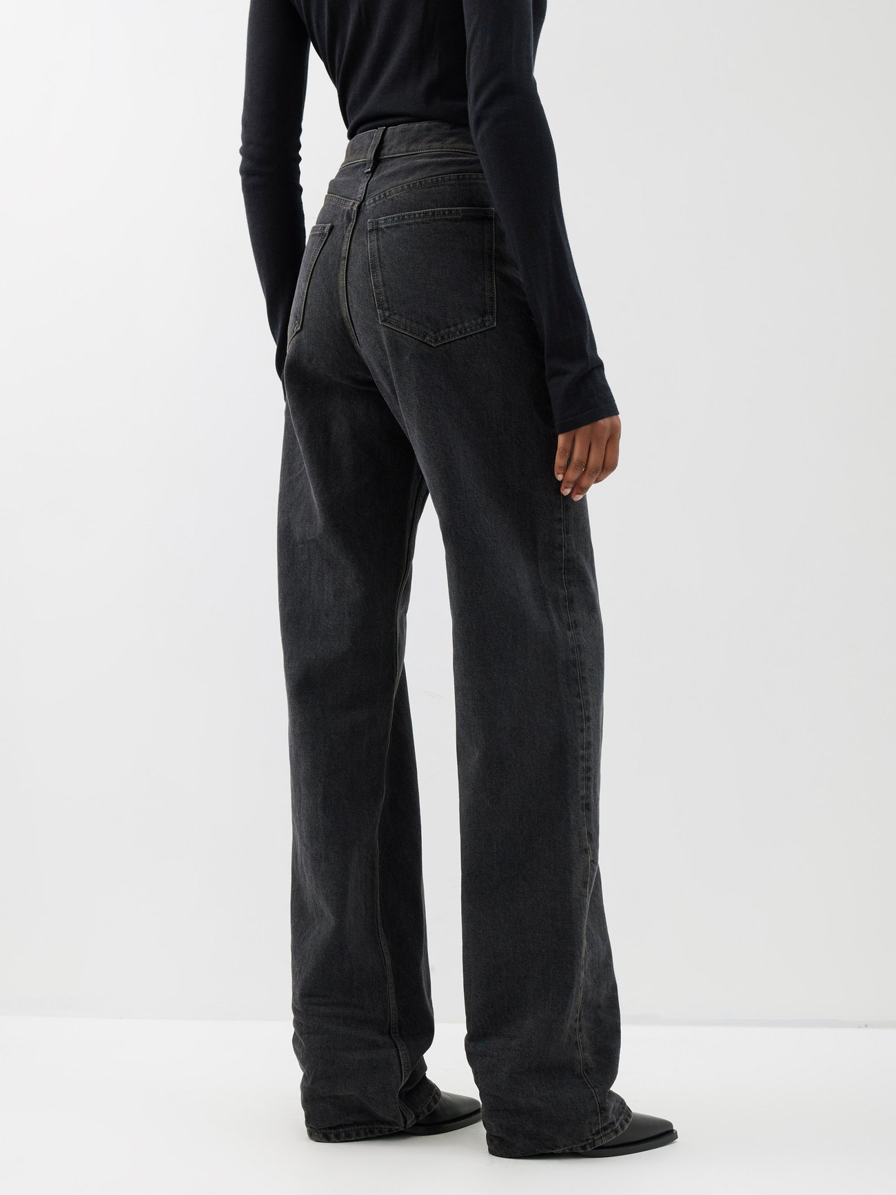 Black Carlton high-rise bootcut jeans, The Row