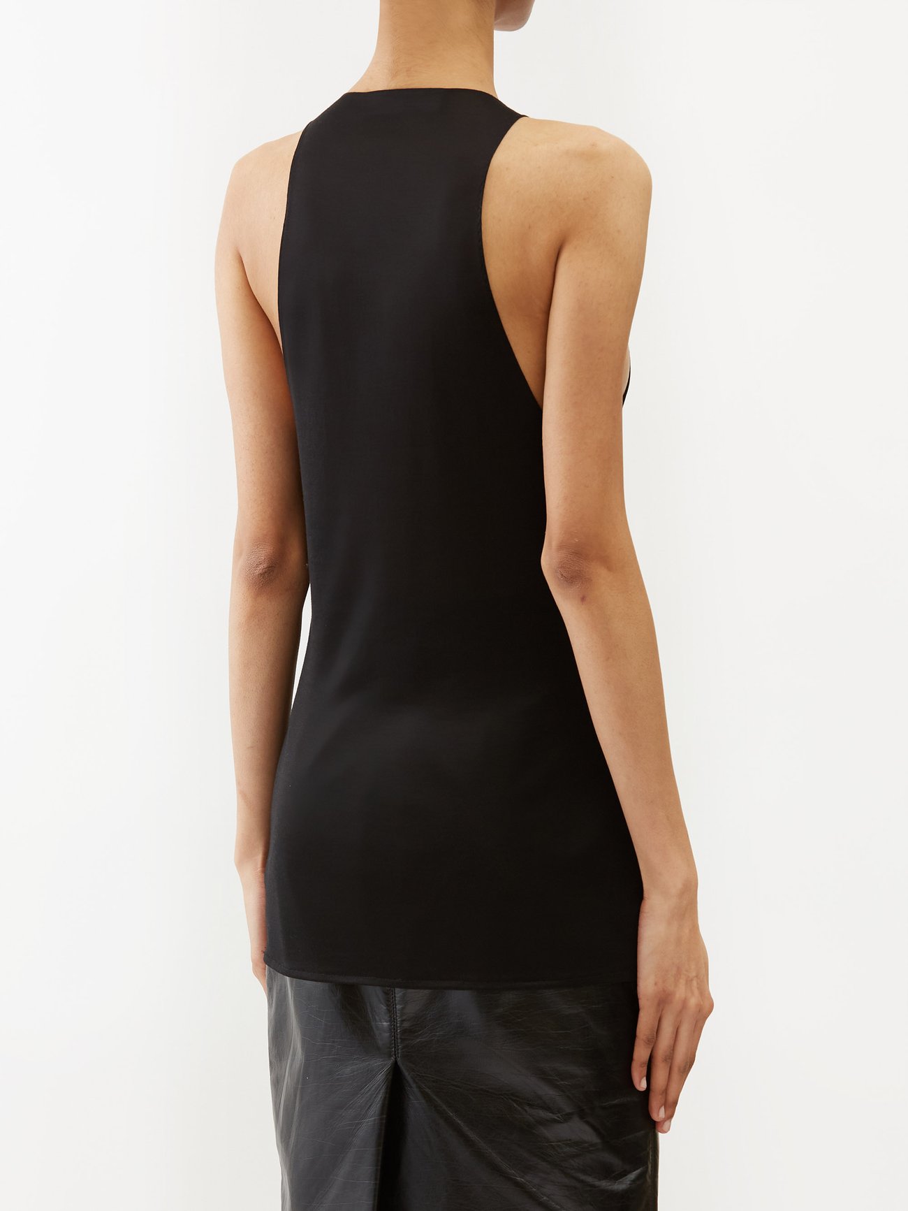 Silk knit tank top in black - Saint Laurent