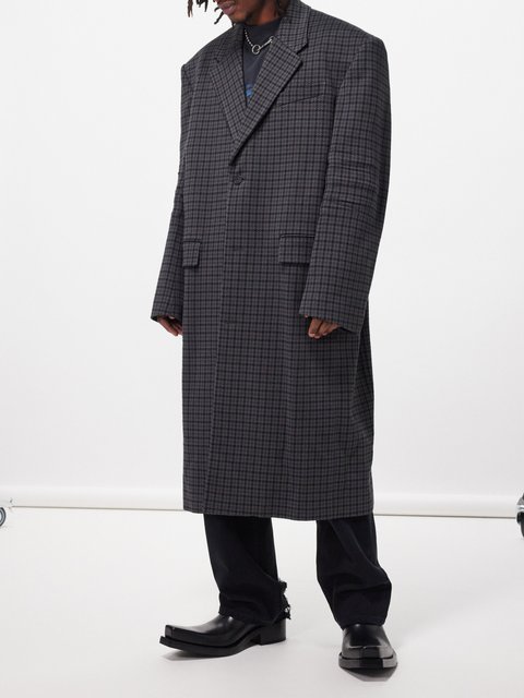 Grey Double-breasted wool-felt coat | Saint Laurent | MATCHES UK