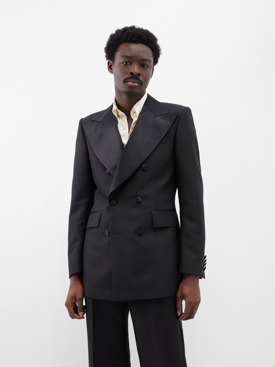 Black Pierre satin-lapel wool-blend suit jacket | Ben Cobb x Tiger of ...