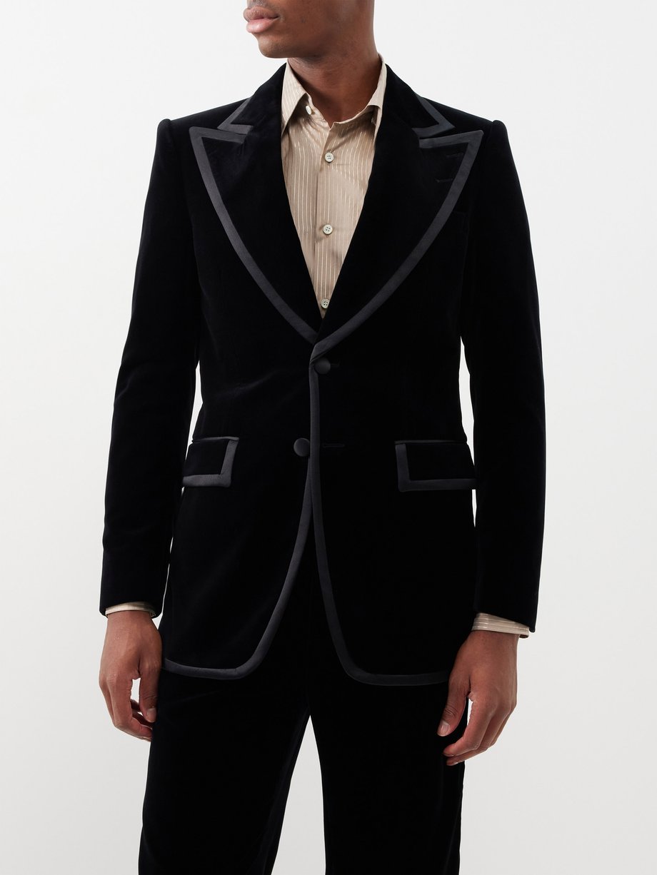 Black Paolo satin-piped cotton-velvet suit jacket | Ben Cobb x Tiger of ...