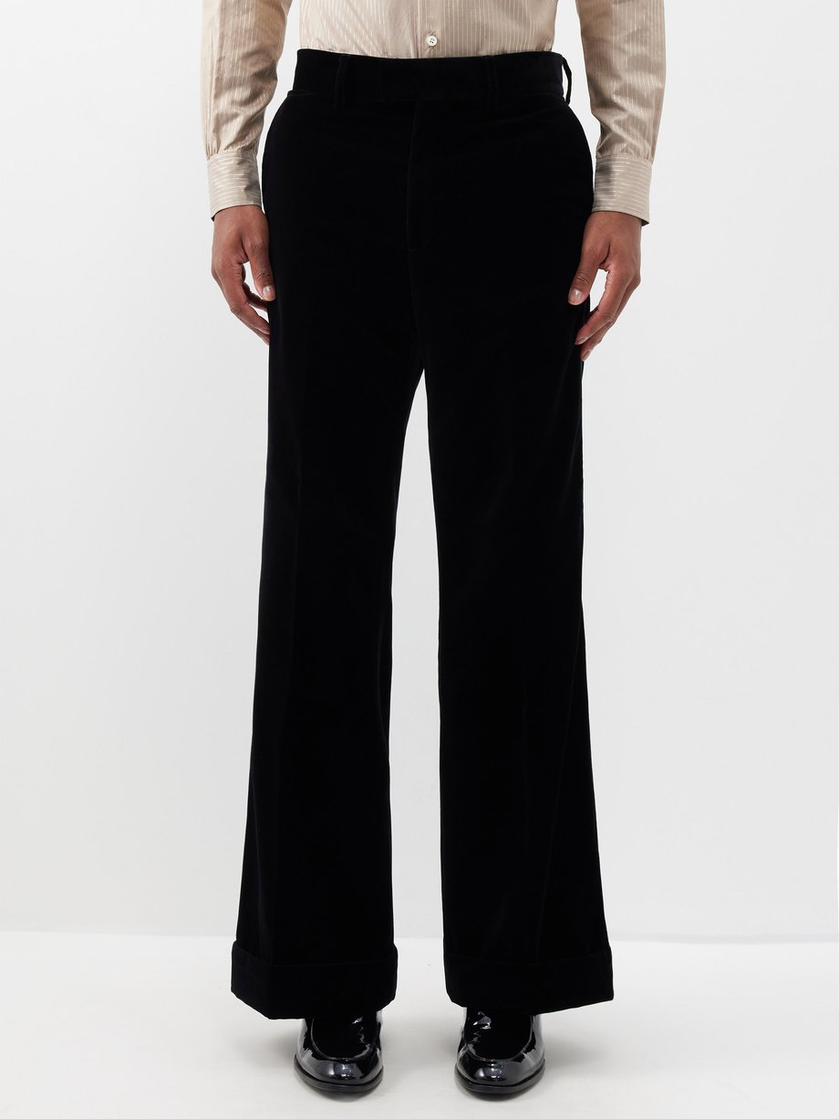 Black Dario satin-trim cotton-velvet suit trousers | Ben Cobb x Tiger ...