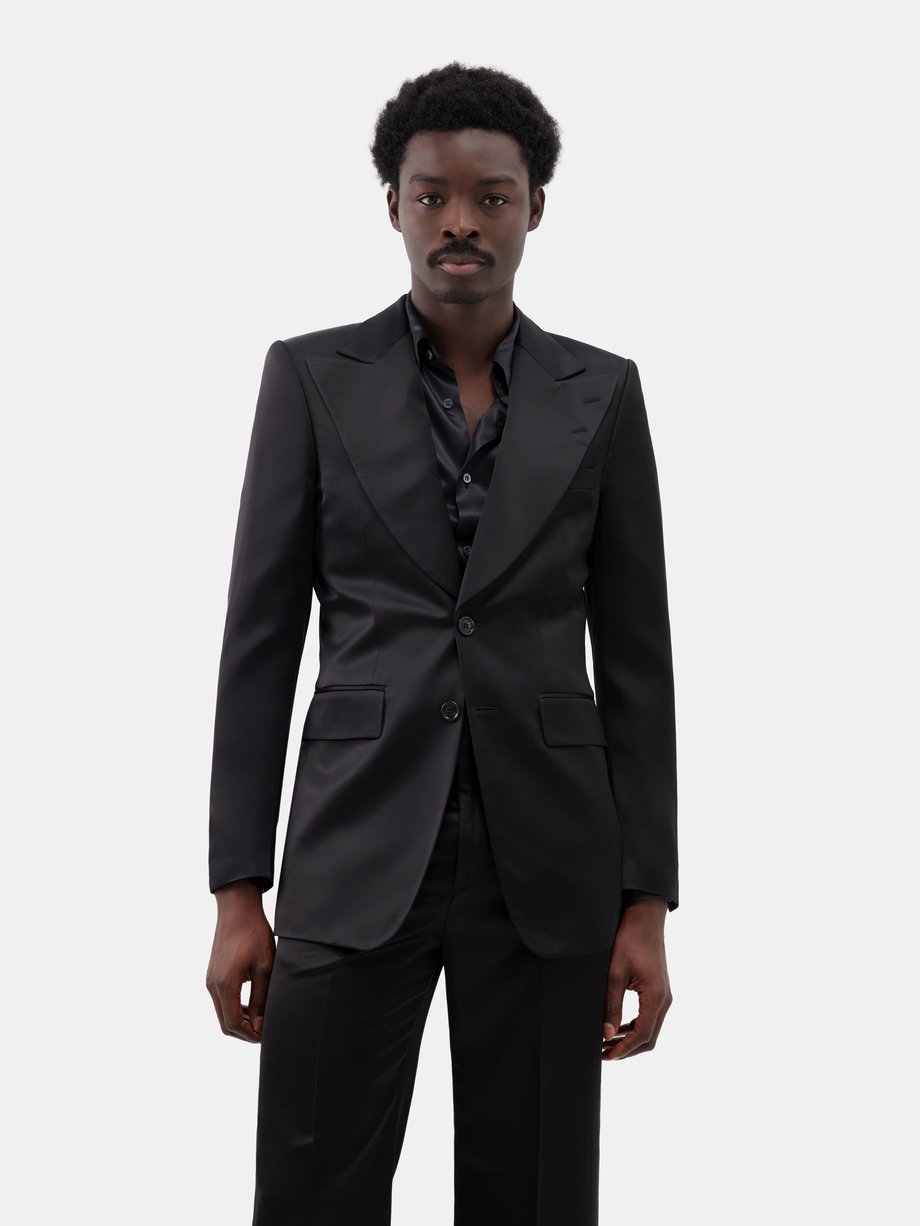 Black Ossie single-breasted satin suit jacket | Ben Cobb x Tiger of ...
