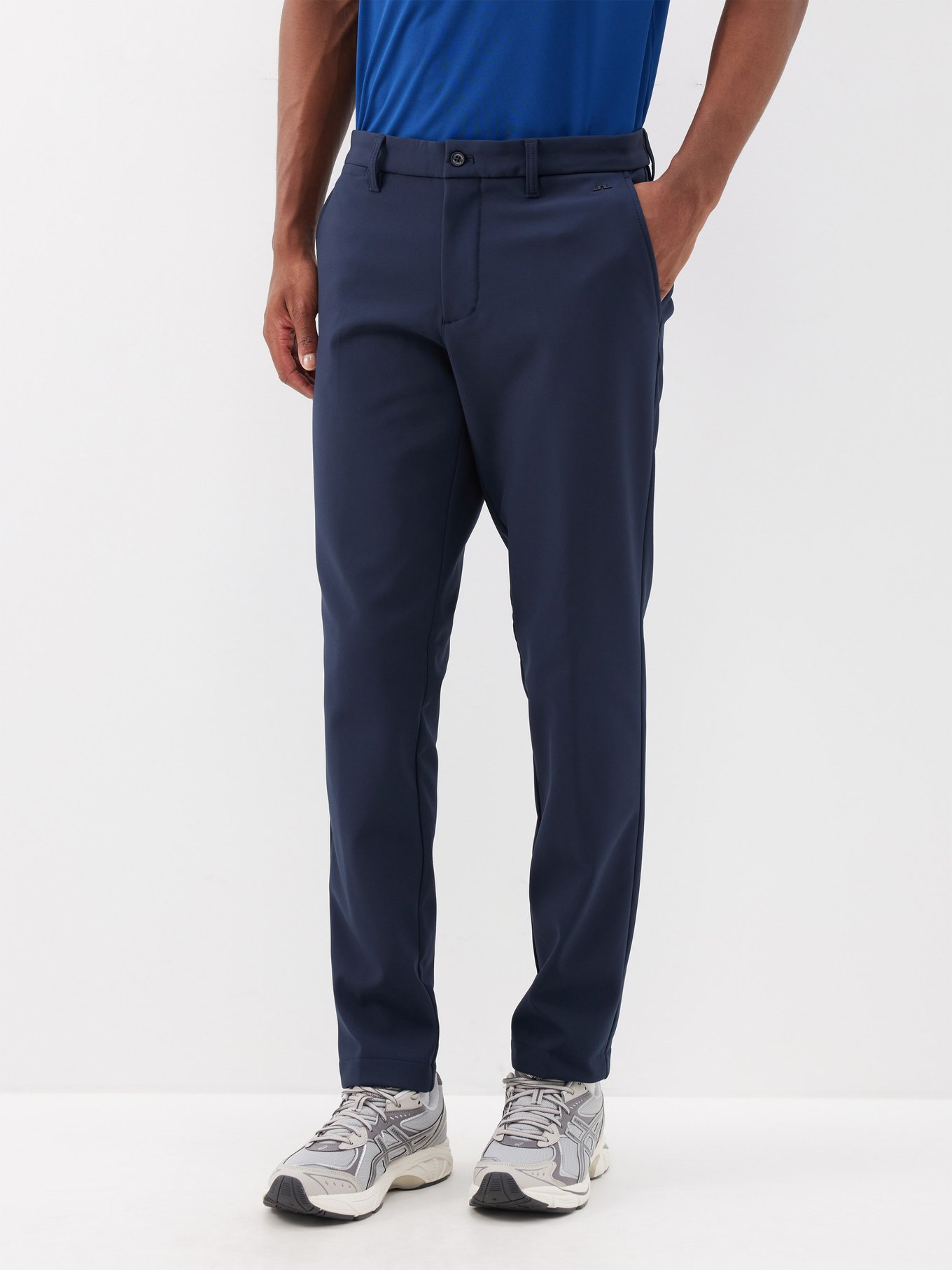 Navy Ellott fleece-lined twill golf trousers, J.Lindeberg