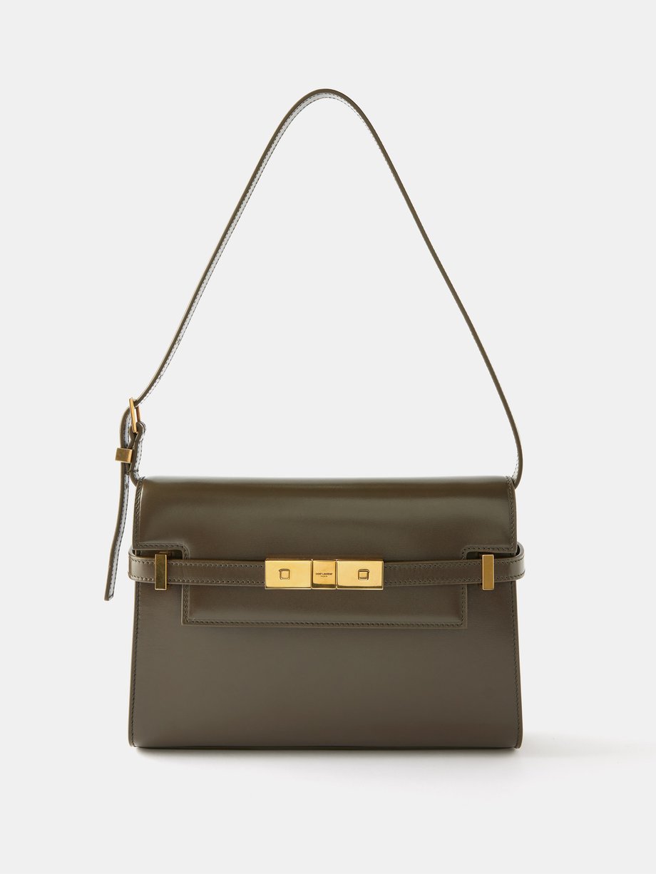 Brown Manhattan leather shoulder bag | Saint Laurent | MATCHES UK