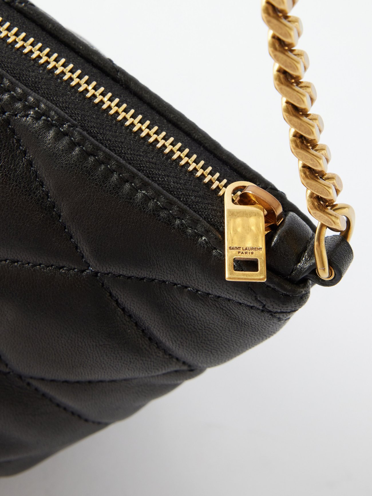 Saint Laurent Zip Quilted Leather Shoulder Bag