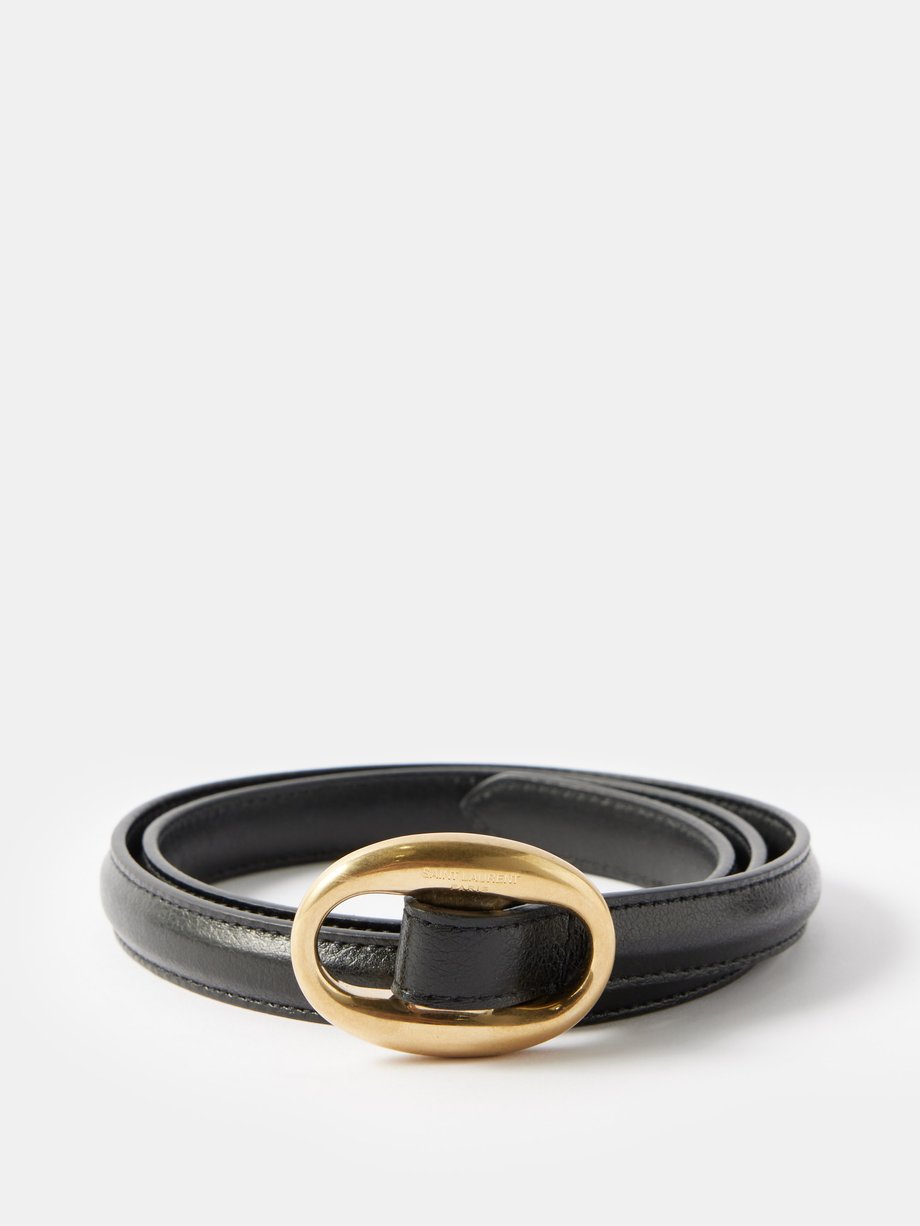 Black Oval-buckle leather belt | Saint Laurent | MATCHES UK