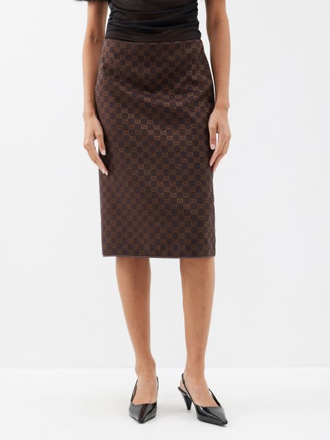 Brown Francesca high-rise leather midi skirt, Ulla Johnson