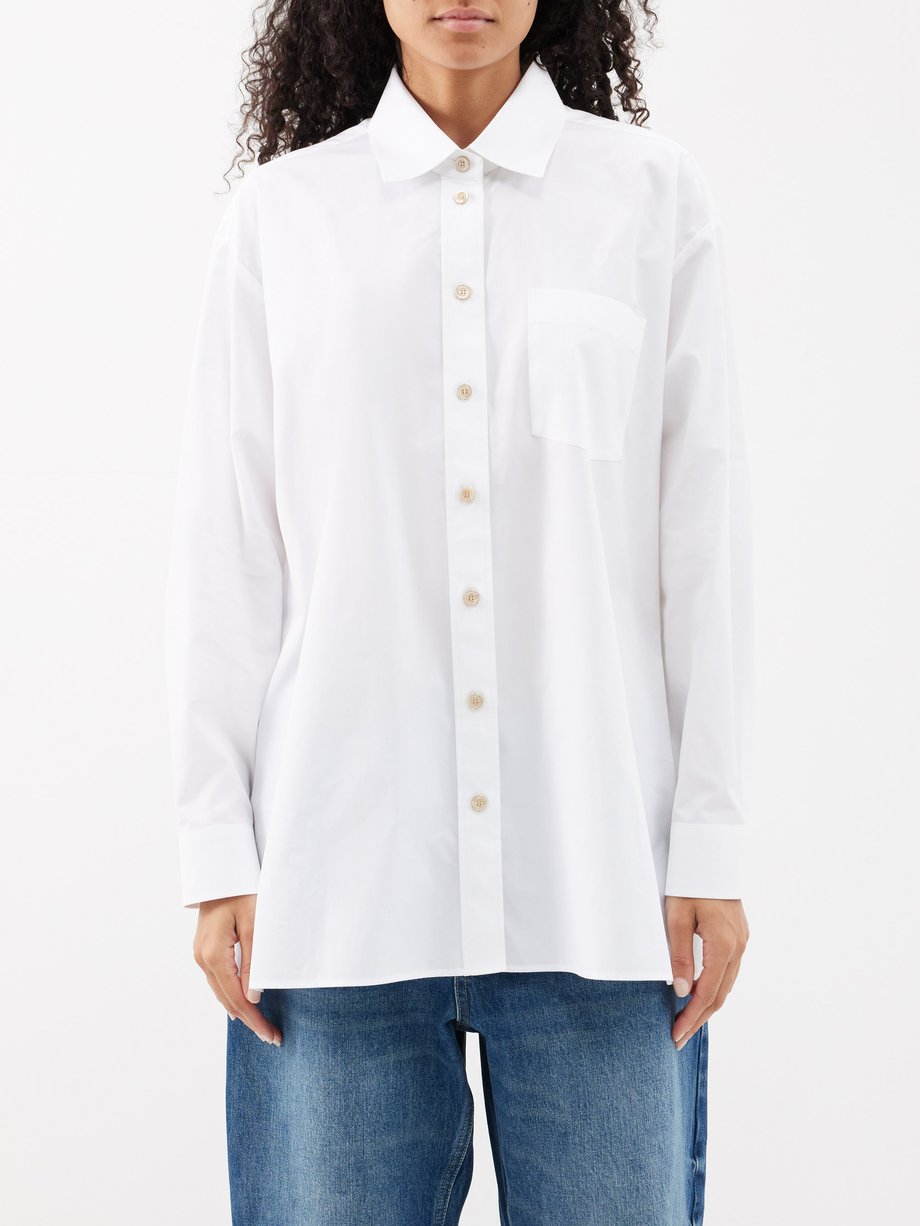 White Oversized cotton-poplin shirt, Gucci