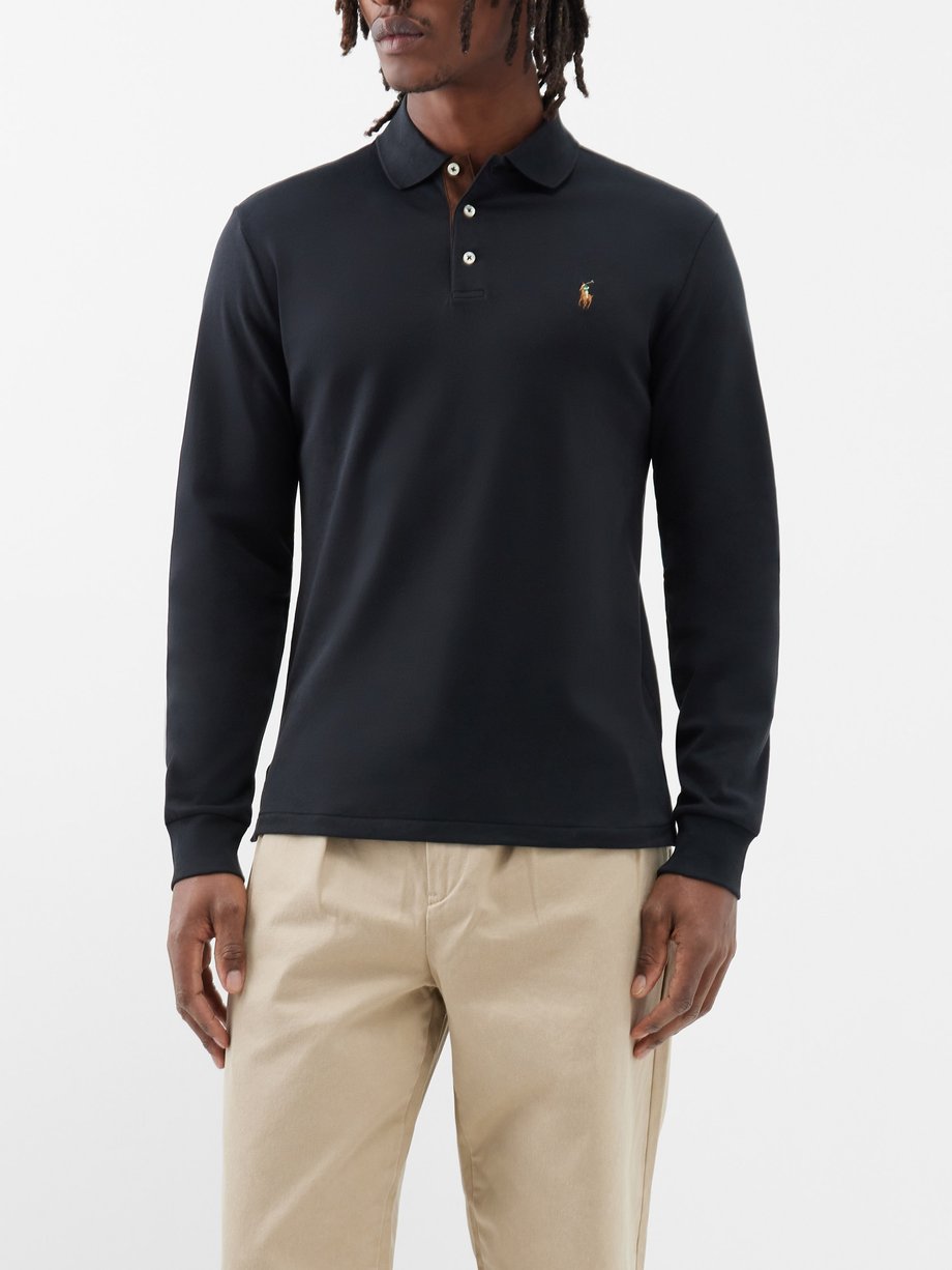 Black Logo-embroidered cotton polo shirt | Polo Ralph Lauren | MATCHES UK