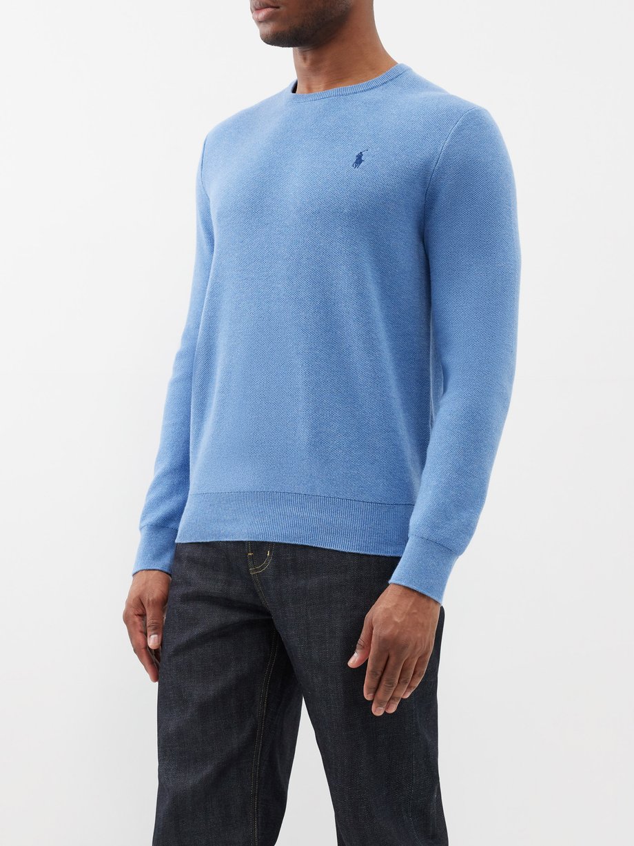 Blue Logo-embroidered cotton sweater | Polo Ralph Lauren | MATCHES UK