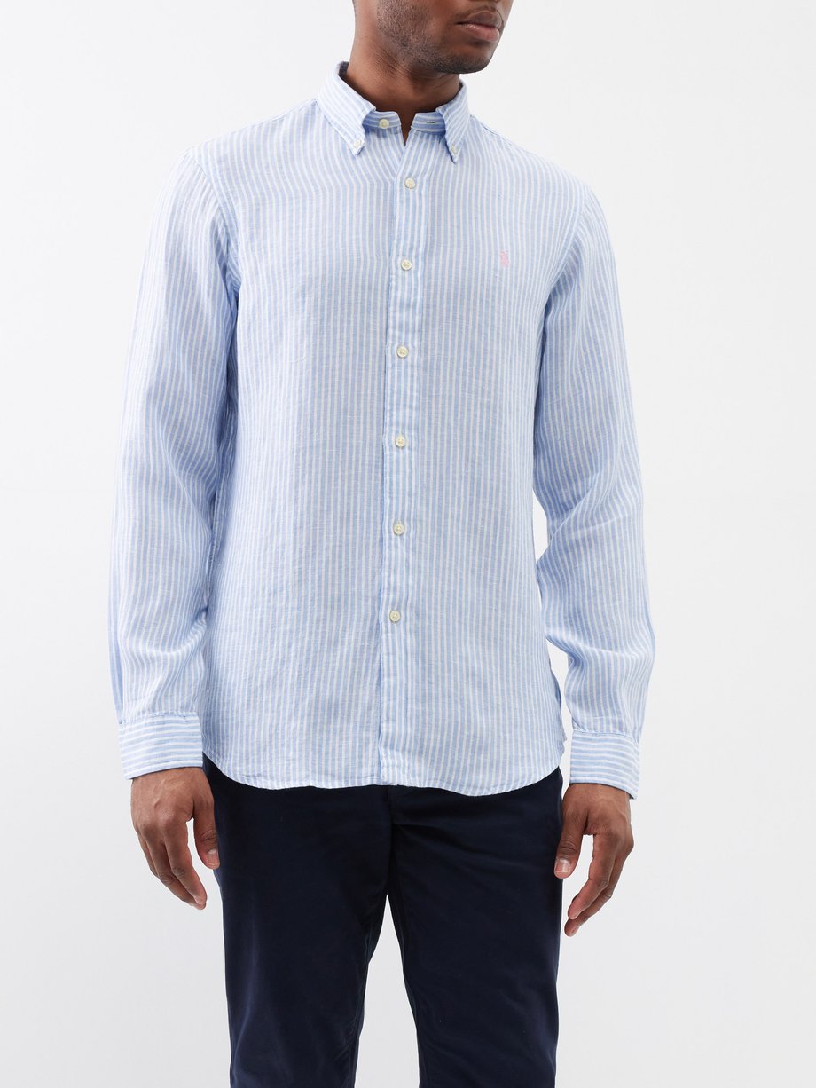 Blue Striped classic-fit linen shirt | Polo Ralph Lauren | MATCHES UK