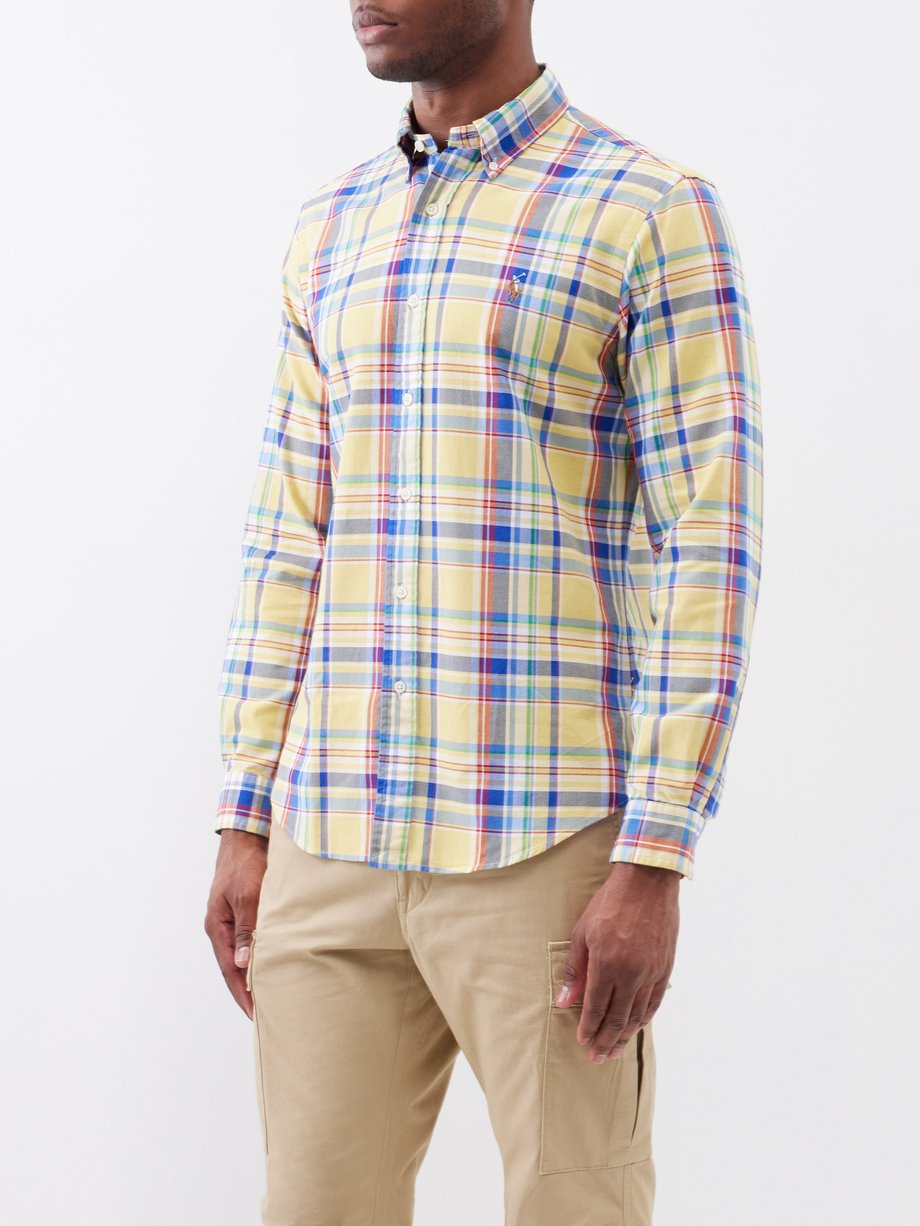 Yellow Custom-fit checked cotton-Oxford shirt | Polo Ralph Lauren