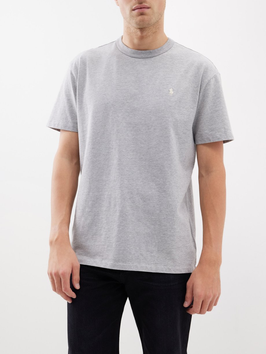 Grey Logo-embroidered cotton-jersey T-shirt | Polo Ralph Lauren ...