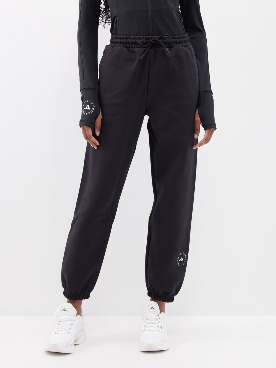 Black Logo-print organic cotton-blend track pants, adidas By Stella  McCartney
