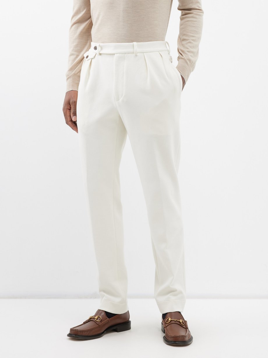 Buy Hugo Men Beige Plain Pleated Trousers With Drawcords Waistband for Men  Online | Trendin