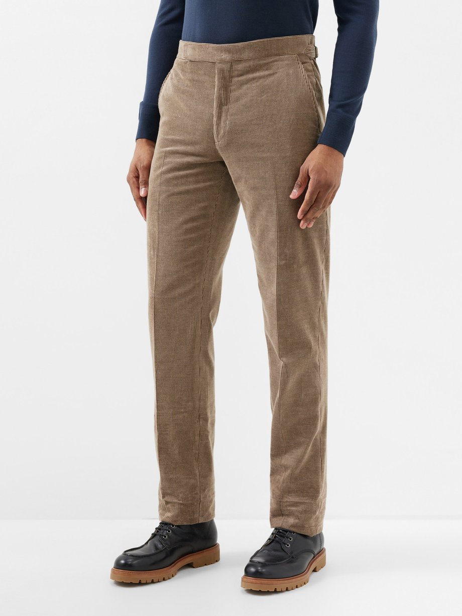 Navy Triangle-logo cotton-corduroy trousers | Prada | MATCHES UK