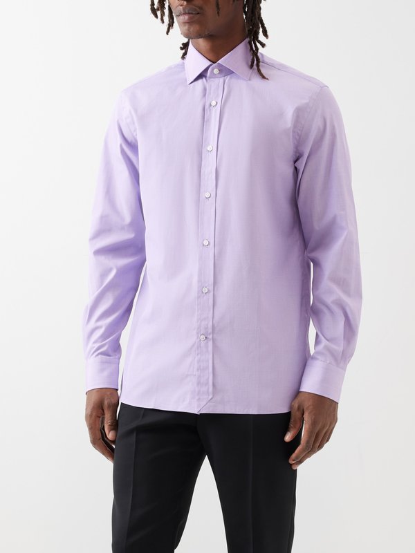 Ralph Lauren Purple Label Aston microcheck cotton shirt