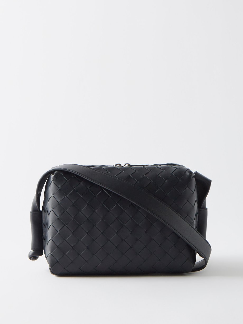 Navy Avenue Intrecciato-leather cross-body bag, Bottega Veneta
