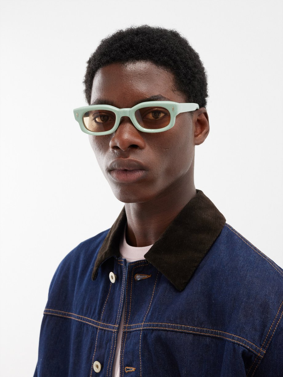 Green Whiskeyclone rectangular acetate sunglasses | Jacques Marie Mage ...