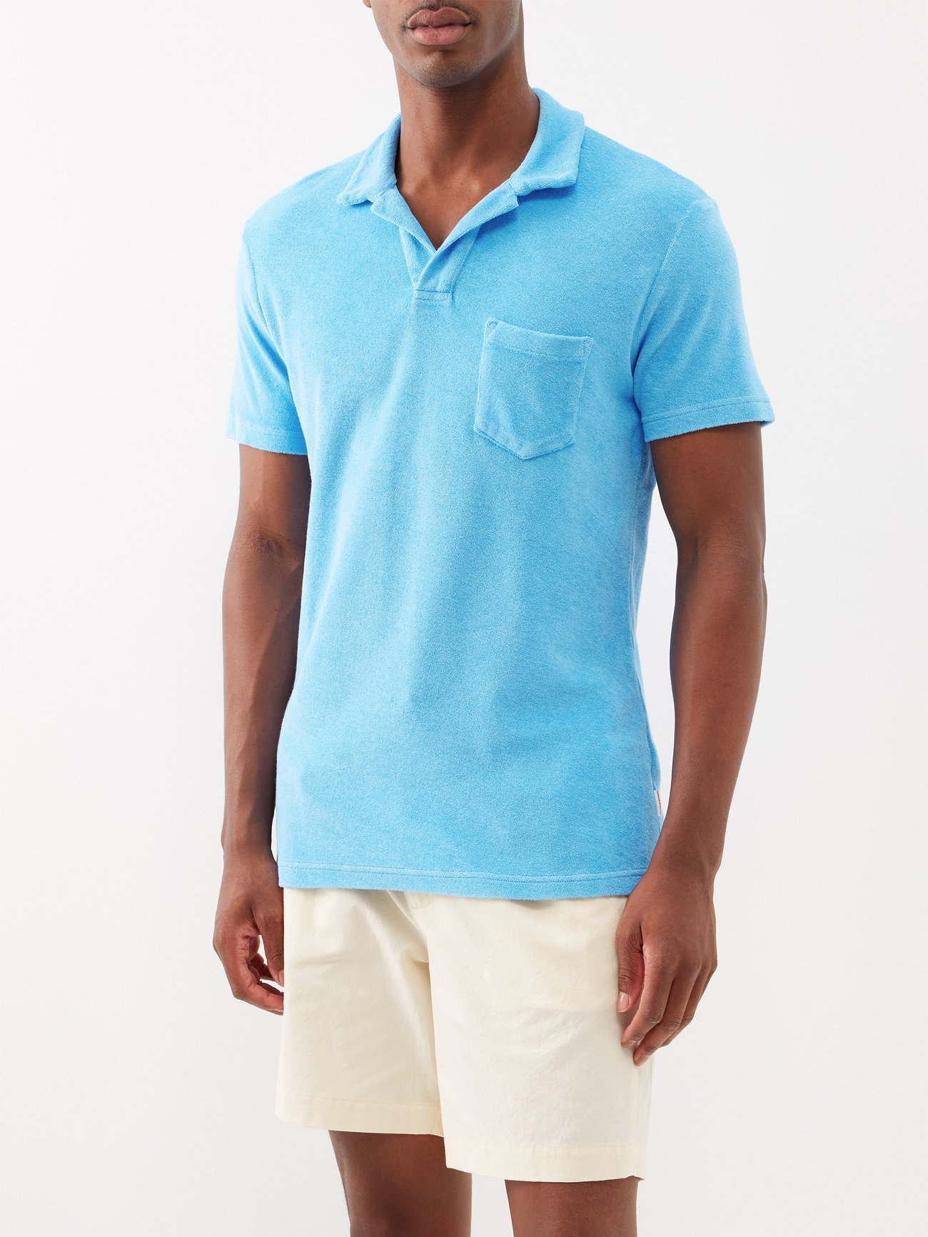 Blue Organic-cotton terry polo shirt | Orlebar Brown MATCHESFASHION US