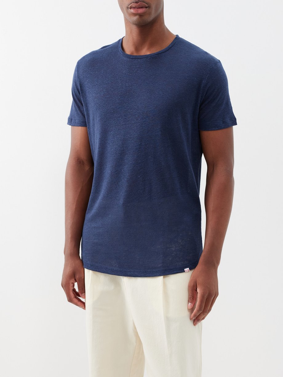 Navy OB-T linen T-shirt | Orlebar Brown | MATCHESFASHION UK